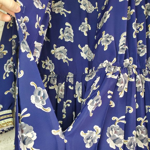 VINTAGE DRAPERS & DAMONS Cottage Core Blue FLORAL Pleated DRESS Long Sleeve SZ M - Picture 9 of 16
